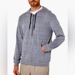 Johnnie-O Mackeys Super Soft Gray Printed Polar fleece half zip hoodie sz Large